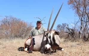 A fine gemsbok trophy hunted in South Africa's Kalahari.