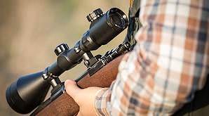 A scope on a rifle.