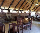 The open-plan dining room and lounge area at the hunting camp.