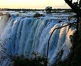 The Victoria Falls are wedged between Zambia and Zimbabwe.