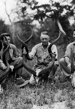 Philip Hope Percival presents his kudu trophy for a photograph.