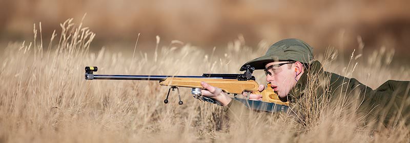 A keen hunter making sure of his aim.