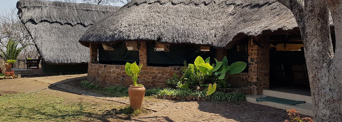 The exterior of the Zimbabwe hunting camp.