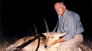 A common reedbuck hunted in the early evening.