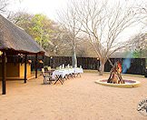 A fire is lit in the boma during the early evening.