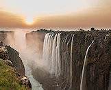 The Victoria Falls photographed in the late afternoon.