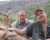 A hunter, his professional hunter and their klipspringer trophy.