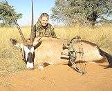 A huntress on a bow hunting safari in South Africa.