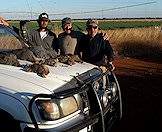 The afternoon's wing shooting pickings laid out on a bakkie.