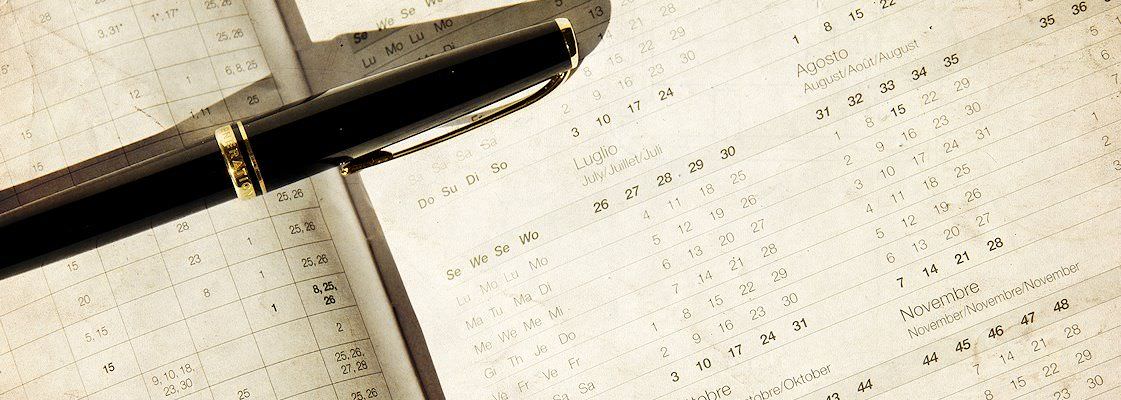 A close-up of a diary calendar.