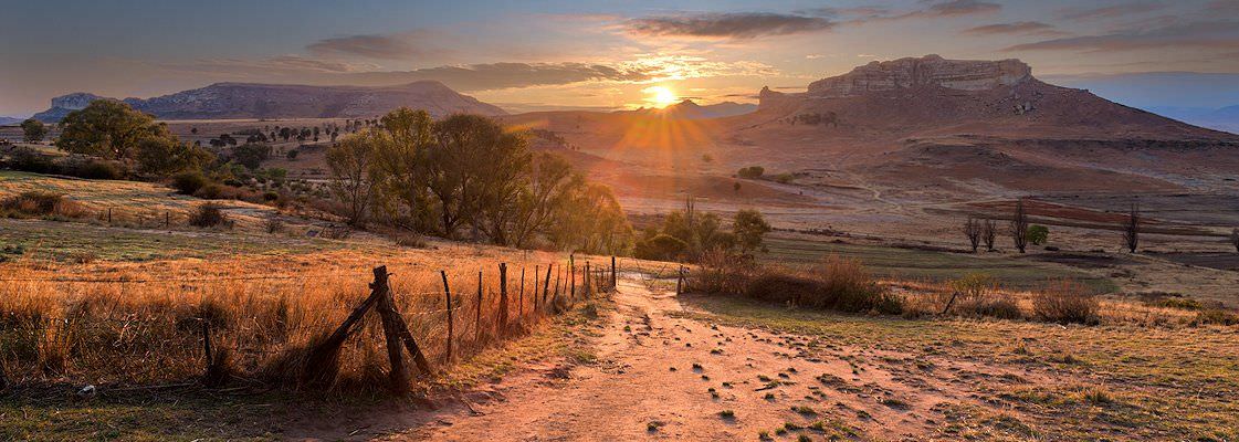 A dramatic sunset in the highland of South Africa's eastern Free State.