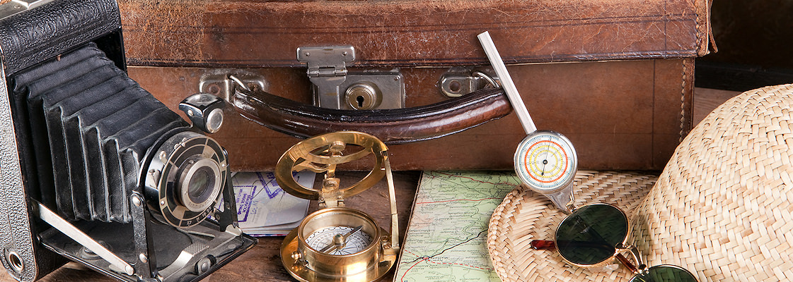 Vintage African travel paraphernalia reminiscent of the big hunters of yesteryear.