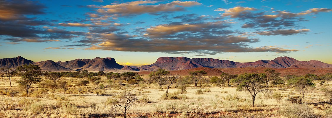Mountains and desert terrain in Central Namibia.